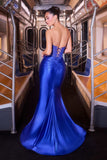 Ladivine CA114 Strapless Asymmetrical Neckline Stunning Fitted Gown