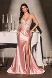 Ladivine CA121 Long Fitted Gown Embellished Corset Bodice Sweetheart
