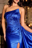 Ladivine CA122 Strapless Asymmetrical Neckline Long Satin Gown