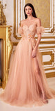 Cinderella Divine CB080 Long Strapless Tulle Floral Ball Gown