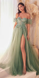 Cinderella Divine CB080 Long Strapless Tulle Floral Ball Gown