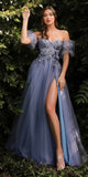 Cinderella Divine CB080 Long Strapless Tulle Floral Ball Gown