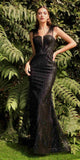 Cinderella Divine CB087 Fitted Glitter and Feather Gown