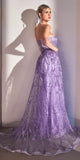 Cinderella Divine CB095 Strapless Lace Fitted Gown with Over Skirt