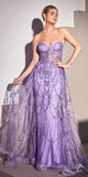 Cinderella Divine CB095 Strapless Lace Fitted Gown with Over Skirt