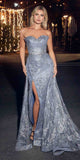Ladivine CB129 Long Strapless Glitter Printed Fitted Mermaid Gown