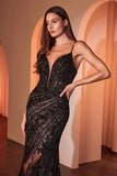 CLEARANCE - Ladivine CC0389 Dress Lace Embellished Fitted Red Gown (Size 8)