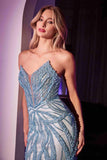 Ladivine CC0688 Dress Pearl and Crystal Strapless Fitted Gown