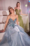 Ladivine CC0881 Dress A-Line Layered Tulle Gown & Lace Embellished Bodice