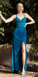 Cinderella Divine CC1618 Long Glitter Fitted Gown with Slit
