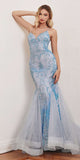 Cinderella Divine CC2279 Long Glitter Printed Mermaid Gown