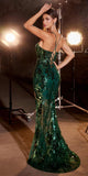 Ladivine CC2292 Sexy Long Sheer Embellished Mirror Applique Formal Dress