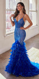 Ladivine CC2308 Long Fully Embellished and Feather Mermaid Gown