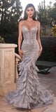 Ladivine CC2308 Long Fully Embellished and Feather Mermaid Gown