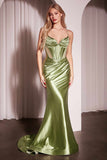 Ladivine CC2397 Dress Glitter Dusted Fitted Stretch Satin Gown