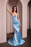 Ladivine CC2397 Dress Glitter Dusted Fitted Stretch Satin Gown