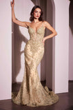 Ladivine CC2403 Dress Pearl & Lace Embellished Fit & Flare Gown