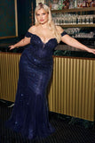 Ladivine CC341C Off The Shoulder Beaded Curve Gown