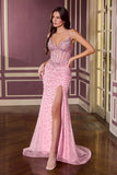 Ladivine CC3902 Glamorous Showstopper Crystal Embellished Fitted Gown