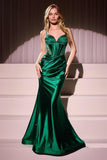 Ladivine CC4021 Dress Fitted Stretch Satin Hot Stone Gown
