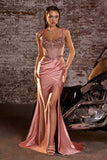 CLEARANCE - Ladivine CC408 Long Satin Fitted Lavender Gown (Size 2)