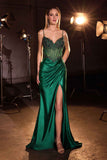 CLEARANCE - Ladivine CC408 Long Satin Fitted Lavender Gown (Size 2)