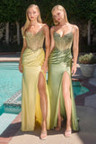 CLEARANCE - Ladivine CC408 Long Satin Fitted Lavender Gown (Size 2)