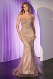 Ladivine CC416 Dress Sequin Strapless Fitted Gown