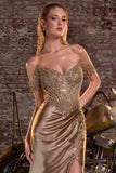 Ladivine CC456 Glitter Satin Strech Fitted Evening Gown