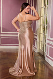 CLEARANCE - Ladivine CC475C Strapless Fitted Plus Size Mocha Gold Gown (Size 24)