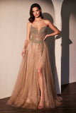 Ladivine CC487 Dress Strapless Layered Tulle A-Line Gown