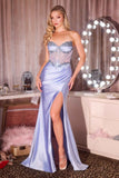 Ladivine CC490 Sheer Corset Bodice Strapless Fitted Formal Gown