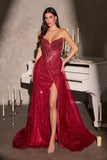 Ladivine CC492 Captivating Beaded Detachable Tulle Overskirt Fitted Gown