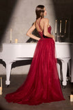 Ladivine CC495 Halter Neckline Beaded Motif Fitted Gown