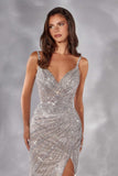 Ladivine CC498 Radiating Glamour Thigh High Slit Formal Gown