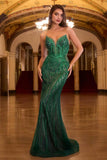 Ladivine CC6018 Long Strapless Rhinestone Embellished Mermaid Gown