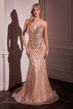 Ladivine CC6018 Long Strapless Rhinestone Embellished Mermaid Gown