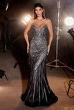 Ladivine CC6018 Long Strapless Rhinestone Embellished Mermaid Gown