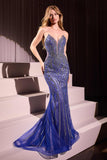 Ladivine CC6018 Long Strapless Rhinestone Embellished Mermaid Gown