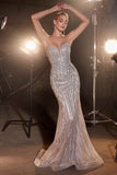 Ladivine CC6018 Long Strapless Rhinestone Embellished Mermaid Gown
