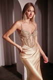 Ladivine CC8879 Dress Crystal & Satin Fitted Gown