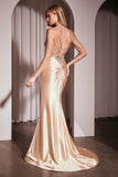 Ladivine CC8879 Dress Crystal & Satin Fitted Gown