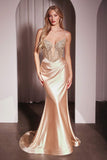 Ladivine CC8879 Dress Crystal & Satin Fitted Gown