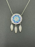 White Gold Dipped Dreamcatcher Pendant Necklace
