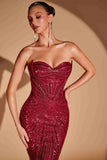 Ladivine CD0108 Fitted Strapless Crystal Embellished Mermaid Gown