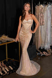 Ladivine CD0108 Fitted Strapless Crystal Embellished Mermaid Gown