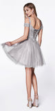 Cinderella Divine CD0132 Short A-Line Dress Off The Shoulder Glitter Tulle Skirt