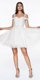 Cinderella Divine CD0132 Short A-Line Dress Off The Shoulder Glitter Tulle Skirt