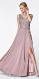 CLEARANCE - Cinderella Divine CD0133 Floor Length A-Line Chiffon Gown (Size M)