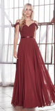 Cinderella Divine CD0156 Long Off The Shoulder Chiffon Gown Corset Back